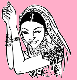 indian lady drawing pink -294548_640